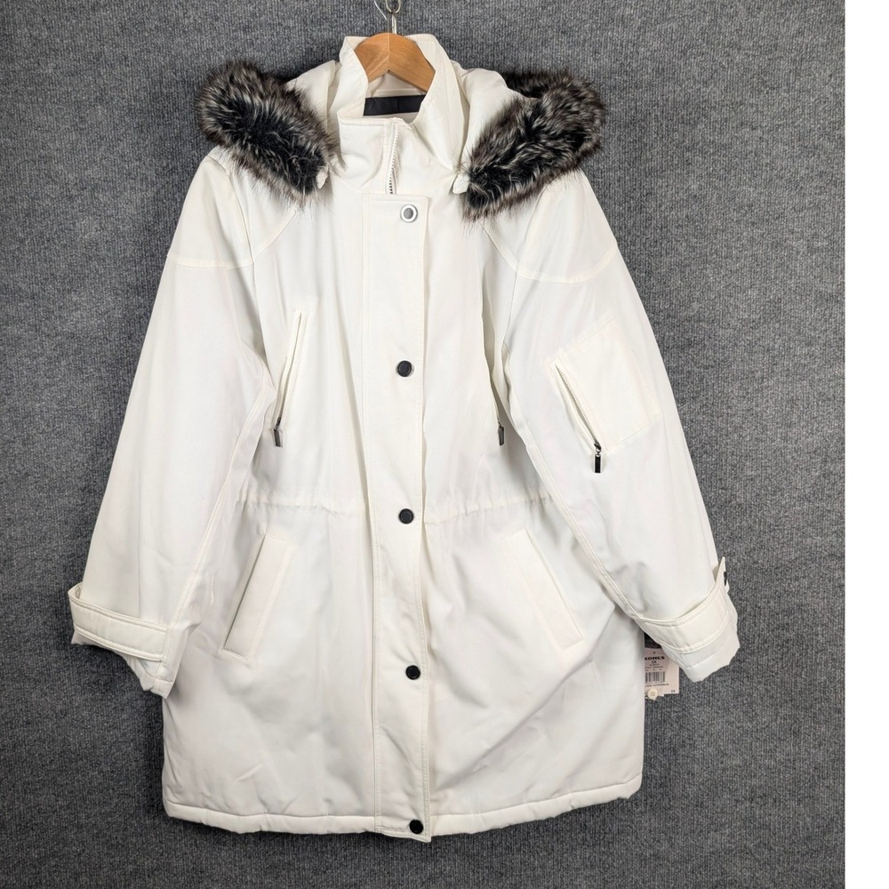 Croft & Barrow White Heavyweight Faux Fur Hood Parka Jacket Plus Size 2X NWT